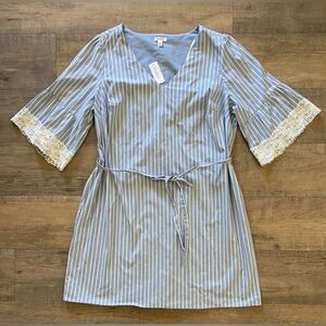 Westport dressbarn women’s size 20 NWT blue white stripped short sleeve dress